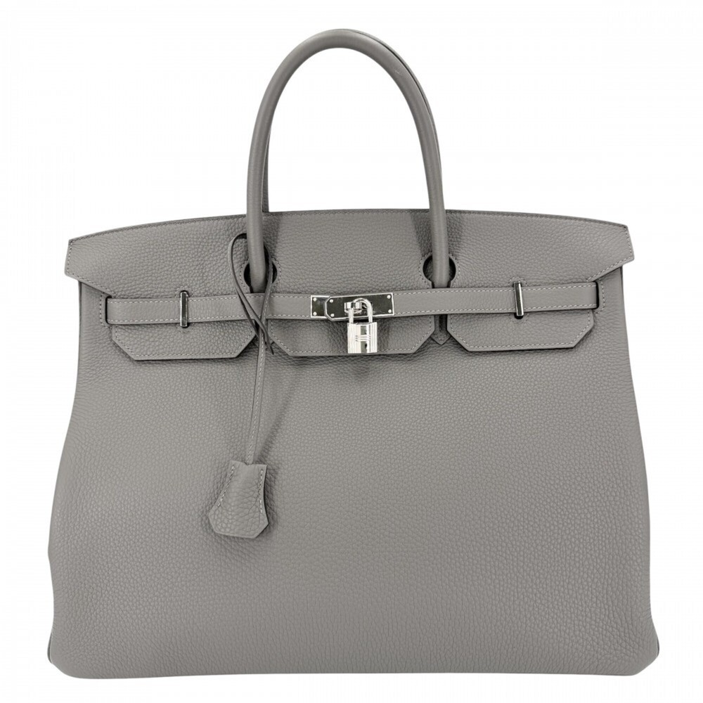 Hermes Birkin 40 Handbag for Men and Women, Gray, with Inside Stitching, HERM...